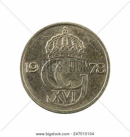 50 Swedish Oere Coin (1978) Reverse Isolated On White Background