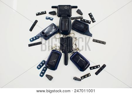 Close-up Of A Damaged Car Key Isolated On White Background.