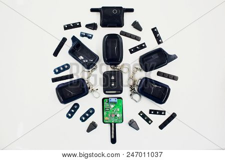 Close-up Of A Damaged Car Key Isolated On White Background.