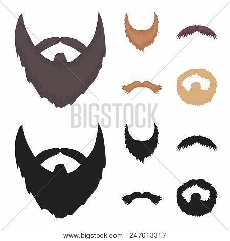 Mustache And Beard, Hairstyles Cartoon, Black Icons In Set Collection For Design. Stylish Haircut Ve
