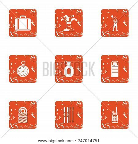 Clownery Icons Set. Grunge Set Of 9 Clownery Vector Icons For Web Isolated On White Background