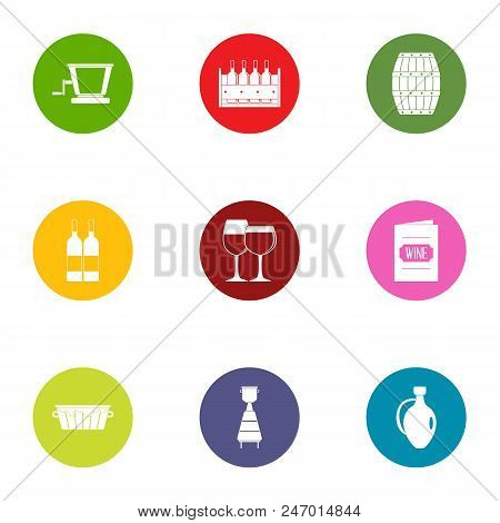 Wine List Icons Set. Flat Set Of 9 Wine List Vector Icons For Web Isolated On White Background