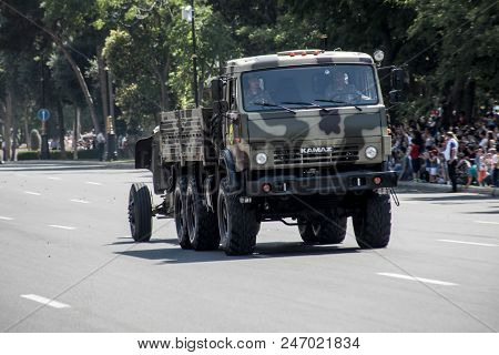 Baku, Azerbaijan - June 26 2018 - Military Parade In Baku, Azerbaijan On Army Day. Azerbaijan Celebr