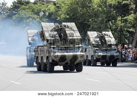 Baku, Azerbaijan - June 26 2018 - Military Parade In Baku, Azerbaijan On Army Day. Azerbaijan Celebr