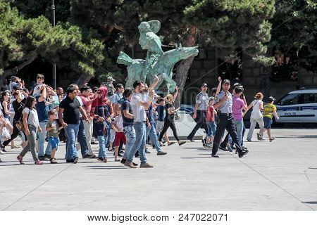 Baku, Azerbaijan - June 26 2018 - Military Parade In Baku, Azerbaijani People Celebrating 100Th Anni