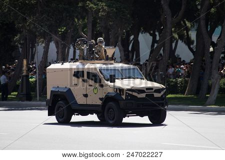Baku, Azerbaijan - June 26 2018 - Military Parade In Baku, Azerbaijan On Army Day. Azerbaijan Celebr