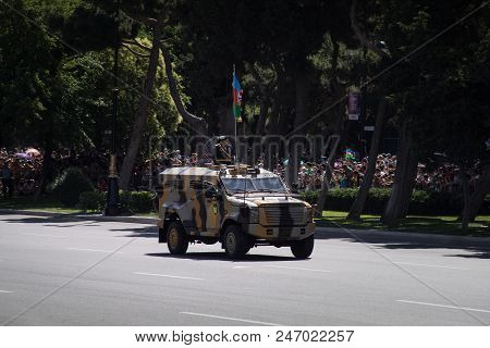 Baku, Azerbaijan - June 26 2018 - Military Parade In Baku, Azerbaijan On Army Day. Azerbaijan Celebr