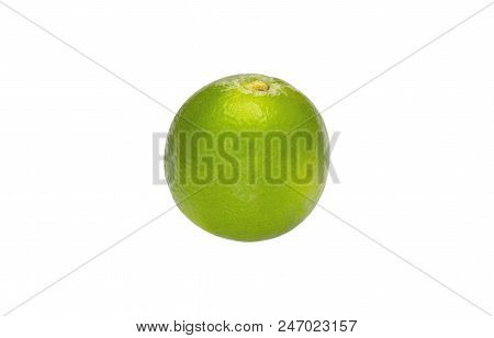 Half Of Lime Citrus Fruit (lime Cut) Isolated On White Background. Sliced Lime Half With Clipping Pa
