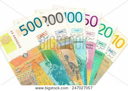 Heap Of Serbian Dinar Bank Notes Background