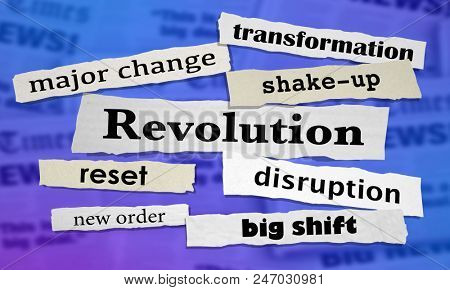 Revolution Disruption Big Major Change Newspaper Headlines 3d Illustration