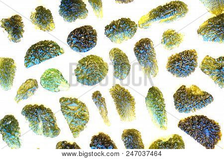 Moldavite Mineral Collection As Very Nice Natural Background