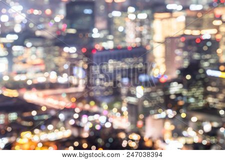 Abstract blurrred background of  Seoul Downtown cityscape Night view in South Korea