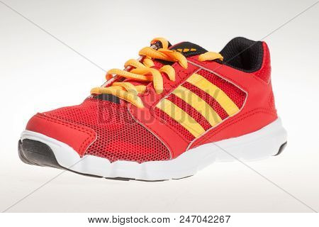Varna , Bulgaria - February 10, 2016 : Adidas Tero Running Shoe. Product Shots.adidas Is A German Co