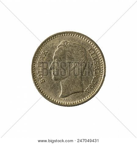25 Venezuelan Centimos Coin (1965) Reverse Isolated On White Background