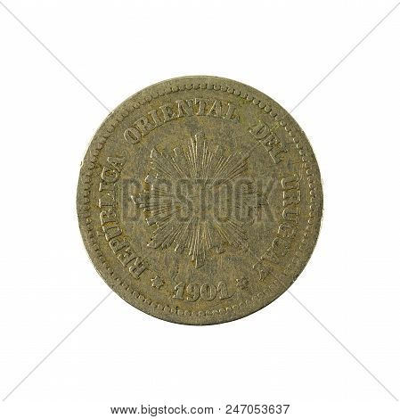2 Uruguayan Centesimo Coin (1901) Reverse Isolated On White Background