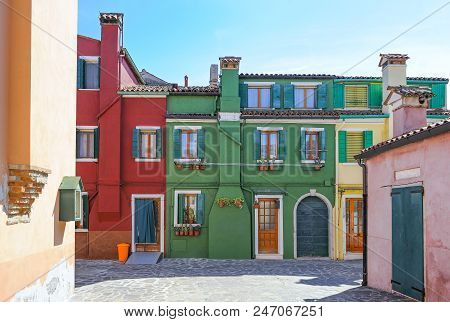 Europe,italy,venetia, The Typical Colorful Houses Of Burano Island