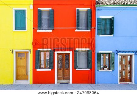 Europe,italy,venetia, The Typical Colorful Houses Of Burano Island