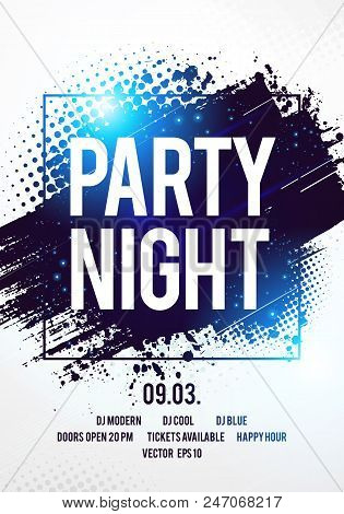 Vector Illustration Club Disco Party Night Flyer Dancing Event Template With Colorful Background And