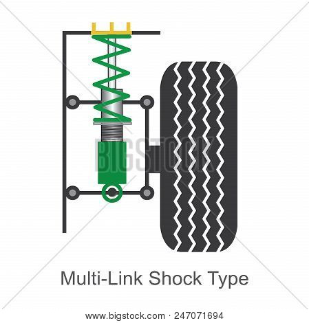 Car High Performance Suspensions System. Illustration On White Isolate.