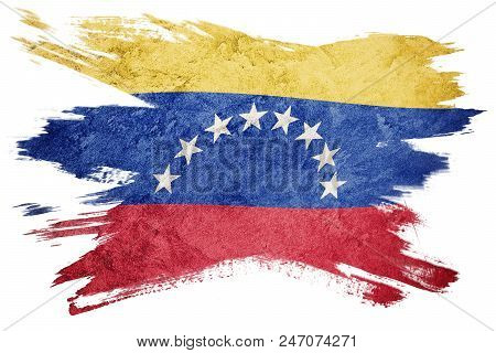 Grunge Venezuela Flag. Venezuela Flag With Grunge Texture. Brush Stroke.