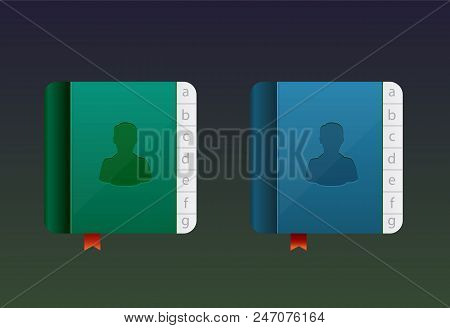 Telephone Directory, Vector Icon. Telephone Book Ingreen And Blue Color