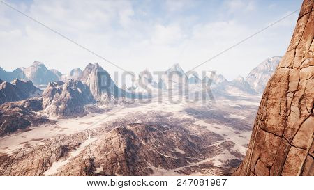 View Over A Beautiful Desert Redrock Canyon.