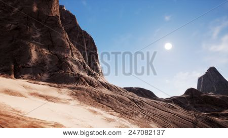 View Over A Beautiful Desert Redrock Canyon.