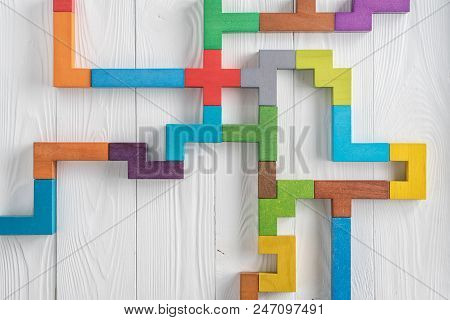Colorful Maze On White Background. The Concept Of A Business Strategy, Analytics, Search For Solutio
