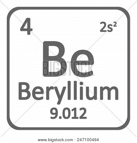 Periodic Table Element Beryllium Icon On White Background. Vector Illustration.