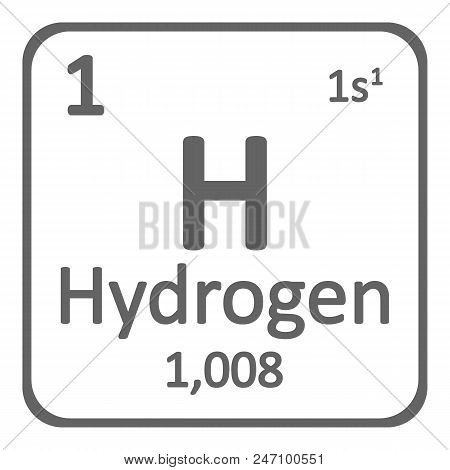 Periodic Table Element Hydrogen Icon On White Background. Vector Illustration.