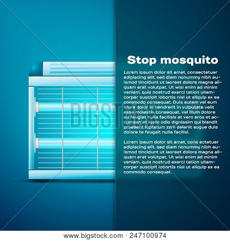 Stop Mosquito Poster Electric Trap On Blue Background