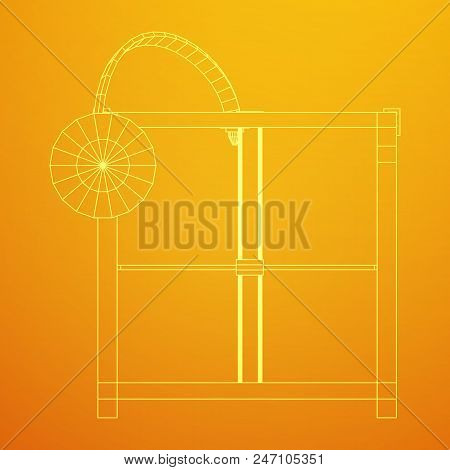 3d Printer Wireframe Low Poly Mesh Vector Illustration