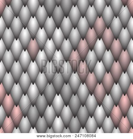 Seamless Textured Black Scales Of A Snake, Fish, Dragon Or Other Animal. A Sample With A Light Dark 