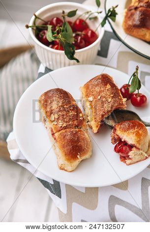 Homemade Mimi Pies With Fresh Baked Cherries