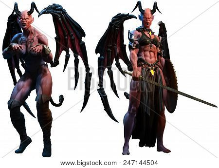Succubus Or Demons With Wings 3d Illustration