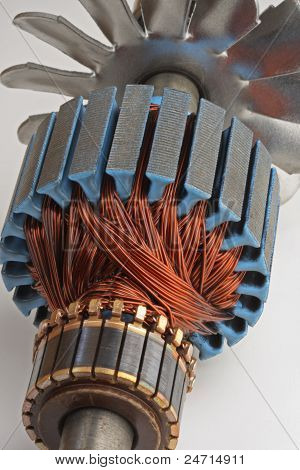 Bobine di rame all'interno del motore elettrico
