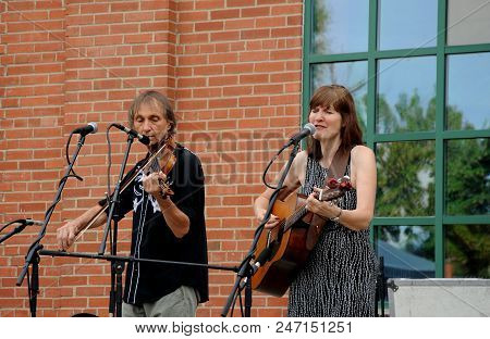 Seattle, Wa. July 20, 2016. Circa: The Cantrells Folk Music Duo Performing In Concert In Seattle, Wa