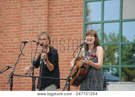 Seattle, Wa. July 20, 2016. Circa: The Cantrells Folk Music Duo Performing In Concert In Seattle, Wa