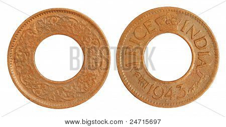 เก่าอินเดีย Pice เหรียญของ 1943