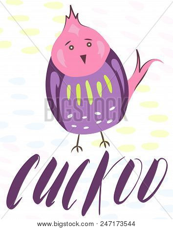 Cartoon Poster With Beautiful Exotic Tropical Birds Vector Parrot, Amadina. Doodle Birds Card Bright