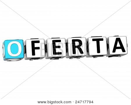 3D Oferta blocco testo su sfondo bianco