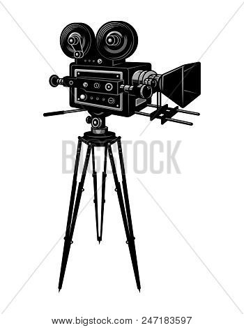 Colorful Retro Cinema Movie Camera Template In Vintage Style Isolated Vector Illustration