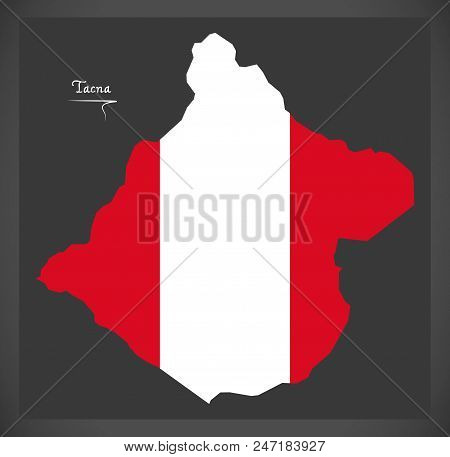 Tacna Map With Peruvian National Flag Illustration