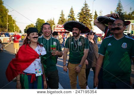 Mexican Football Fans In The Fifa Fan Fest At Sparrow Hills Aka Vorobyovy Gory In Moscow At Fifa Foo