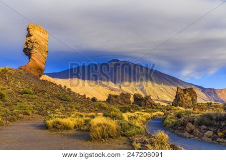 View Of Unique Rock Formation Roque Cinchado, Teide National Park, Tenerife, Canary Islands, Spain