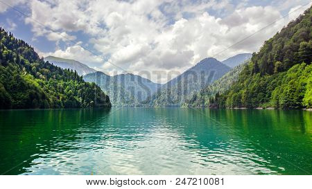 Big Rizza Lake In The Abhazia Mountains