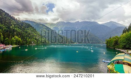 Big Rizza Lake In The Abhazia Mountains