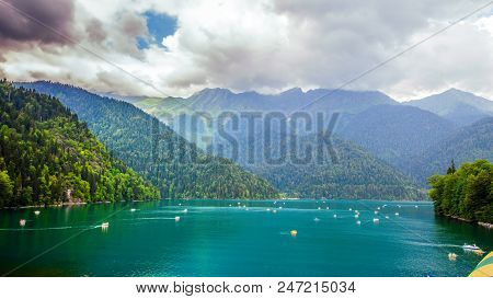 Rizza Lake In The Mountain Of Abhazia