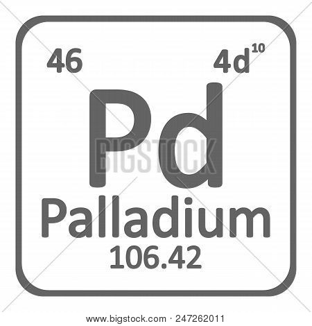 Periodic Table Element Palladium Icon On White Background. Vector Illustration.