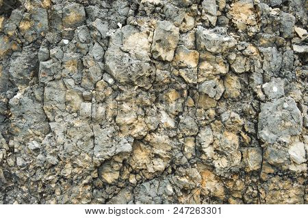 Textured Stone Background Rubble Ballast In Natural Form In The Rock Wall.